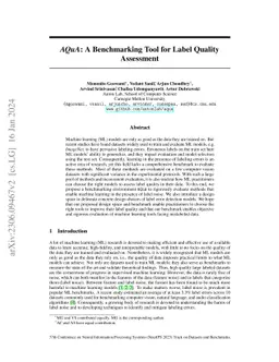 AQuA: A Benchmarking Tool for Label Quality Assessment