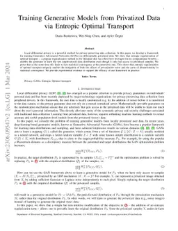 Training generative models from privatized data