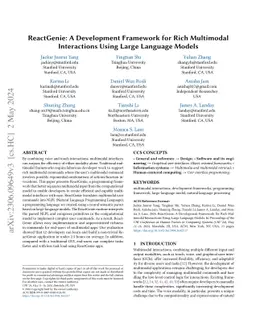 ReactGenie: A Development Framework for Complex Multimodal Interactions
  Using Large Language Models