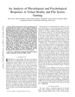 An Analysis of Physiological and Psychological Responses in Virtual
  Reality and Flat Screen Gaming