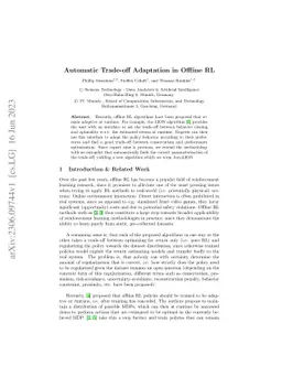 Automatic Trade-off Adaptation in Offline RL