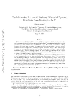 The Information Bottleneck's Ordinary Differential Equation: First-Order
  Root-Tracking for the IB