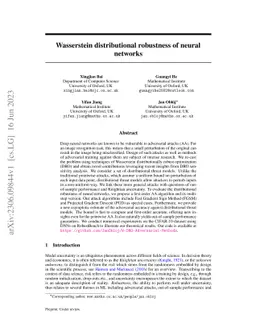 Wasserstein distributional robustness of neural networks