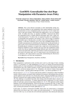 GenORM: Generalizable One-shot Rope Manipulation with Parameter-Aware Policy