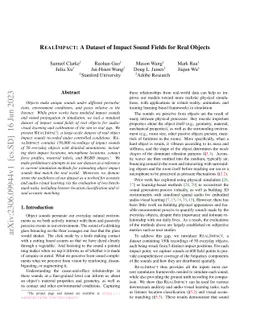 RealImpact: A Dataset of Impact Sound Fields for Real Objects