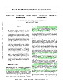 Towards Better Certified Segmentation via Diffusion Models