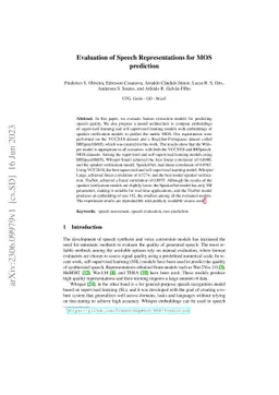 Evaluation of Speech Representations for MOS prediction