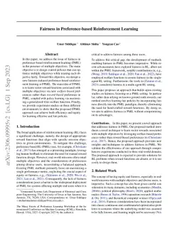 Fairness in Preference-based Reinforcement Learning