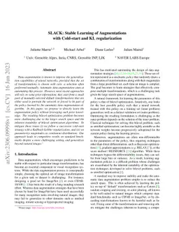 SLACK: Stable Learning of Augmentations with Cold-start and KL
  regularization