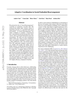Adaptive Coordination in Social Embodied Rearrangement