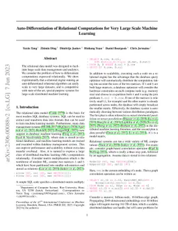 Auto-Differentiation of Relational Computations for Very Large Scale
  Machine Learning