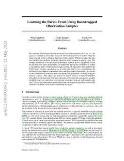 Learning the Pareto Front Using Bootstrapped Observation Samples