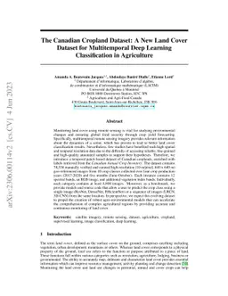 The Canadian Cropland Dataset: A New Land Cover Dataset for
  Multitemporal Deep Learning Classification in Agriculture