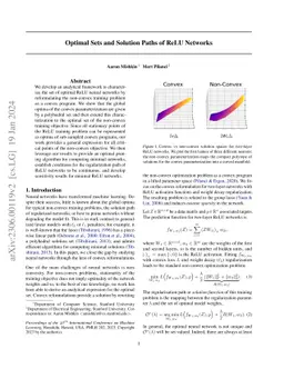 Optimal Sets and Solution Paths of ReLU Networks