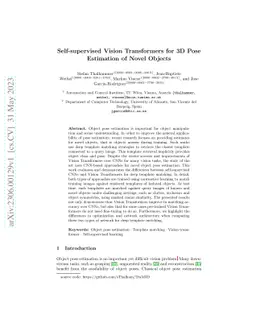 Self-supervised Vision Transformers for 3D Pose Estimation of Novel
  Objects