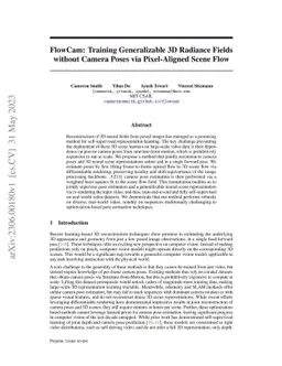 FlowCam: Training Generalizable 3D Radiance Fields without Camera Poses
  via Pixel-Aligned Scene Flow