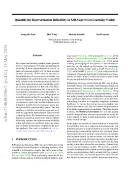 Quantifying Representation Reliability in Self-Supervised Learning
  Models