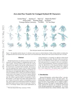 Zero-shot Pose Transfer for Unrigged Stylized 3D Characters