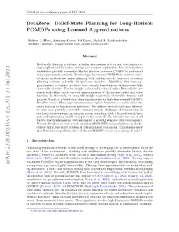 BetaZero: Belief-State Planning for Long-Horizon POMDPs using Learned
  Approximations
