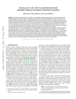 Trusting code in the wild: A social network-based centrality rating for
  developers in the Rust ecosystem