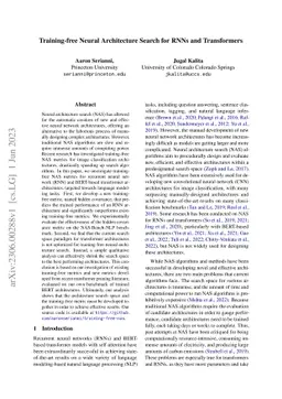 Training-free Neural Architecture Search for RNNs and Transformers