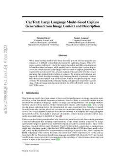 CapText: Large Language Model-based Caption Generation From Image
  Context and Description