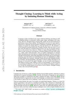 Thought Cloning: Learning to Think while Acting by Imitating Human
  Thinking