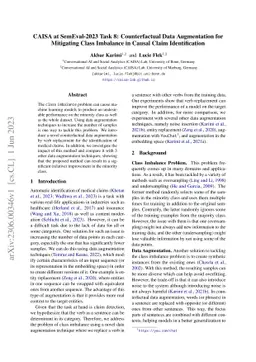 CAISA at SemEval-2023 Task 8: Counterfactual Data Augmentation for
  Mitigating Class Imbalance in Causal Claim Identification