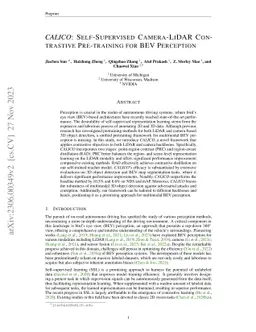 CALICO: Self-Supervised Camera-LiDAR Contrastive Pre-training for BEV
  Perception