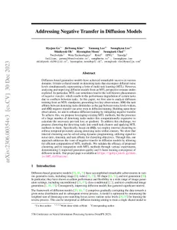 Addressing Negative Transfer in Diffusion Models