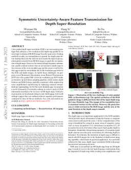Symmetric Uncertainty-Aware Feature Transmission for Depth
  Super-Resolution