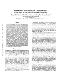 Better Context Makes Better Code Language Models: A Case Study on
  Function Call Argument Completion