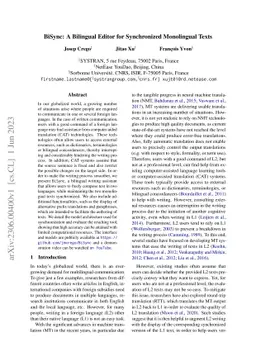 BiSync: A Bilingual Editor for Synchronized Monolingual Texts