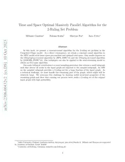 Time and Space Optimal Massively Parallel Algorithm for the 2-Ruling Set
  Problem