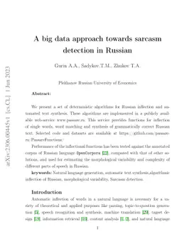 A big data approach towards sarcasm detection in Russian