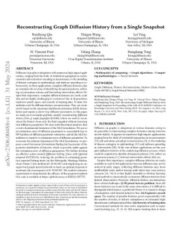 Reconstructing Graph Diffusion History from a Single Snapshot