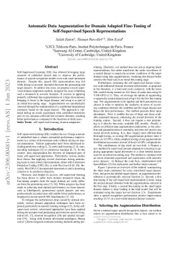 Automatic Data Augmentation for Domain Adapted Fine-Tuning of
  Self-Supervised Speech Representations