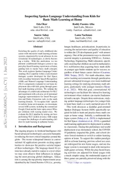 Inspecting Spoken Language Understanding from Kids for Basic Math
  Learning at Home