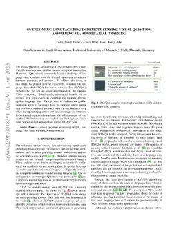 Overcoming Language Bias in Remote Sensing Visual Question Answering via
  Adversarial Training