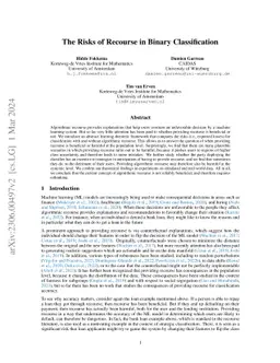 The Risks of Recourse in Binary Classification