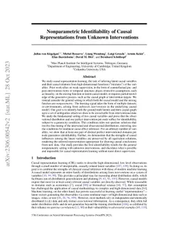 Nonparametric Identifiability of Causal Representations from Unknown
  Interventions