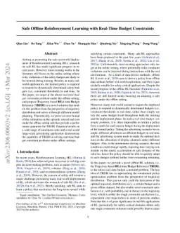 Safe Offline Reinforcement Learning with Real-Time Budget Constraints