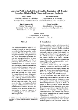 Improving Polish to English Neural Machine Translation with Transfer
  Learning: Effects of Data Volume and Language Similarity