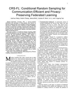 CRS-FL: Conditional Random Sampling for Communication-Efficient and
  Privacy-Preserving Federated Learning