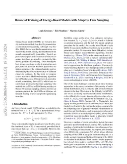 Balanced Training of Energy-Based Models with Adaptive Flow Sampling