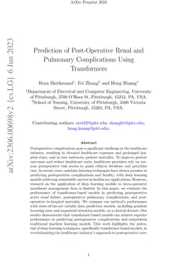 Prediction of Post-Operative Renal and Pulmonary Complications Using
  Transformers