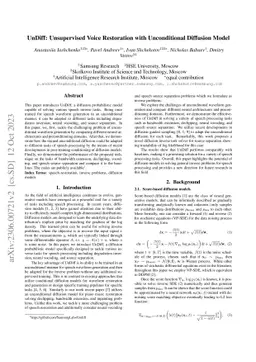 UnDiff: Unsupervised Voice Restoration with Unconditional Diffusion
  Model