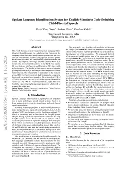 Spoken Language Identification System for English-Mandarin
  Code-Switching Child-Directed Speech