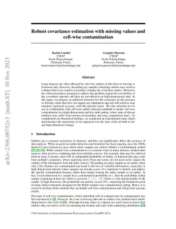Robust covariance estimation with missing values and cell-wise
  contamination