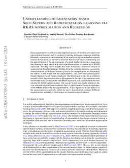 Understanding Augmentation-based Self-Supervised Representation Learning
  via RKHS Approximation and Regression